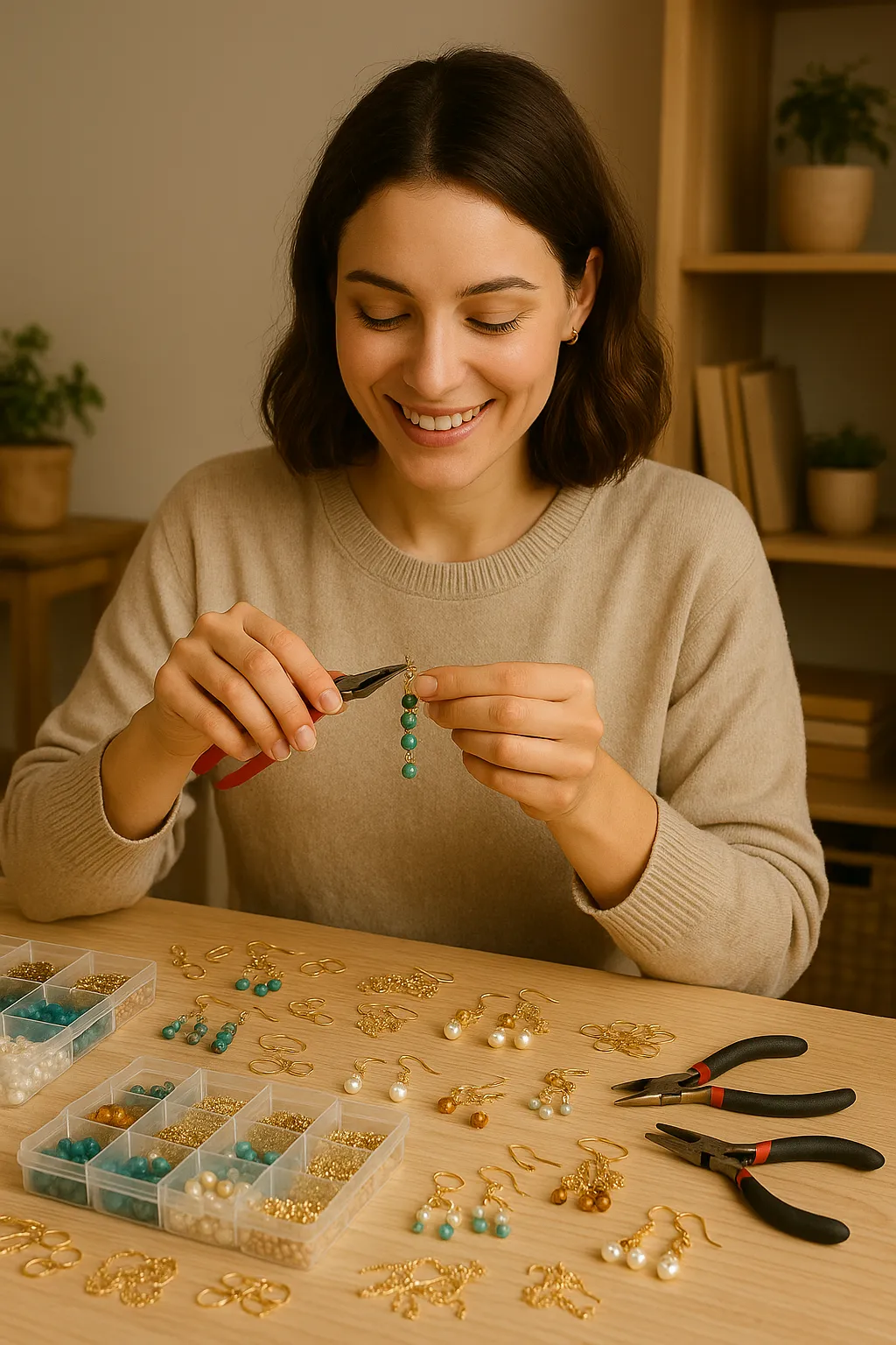 Eine Frauen Fuß mit DIY-Schmuckset